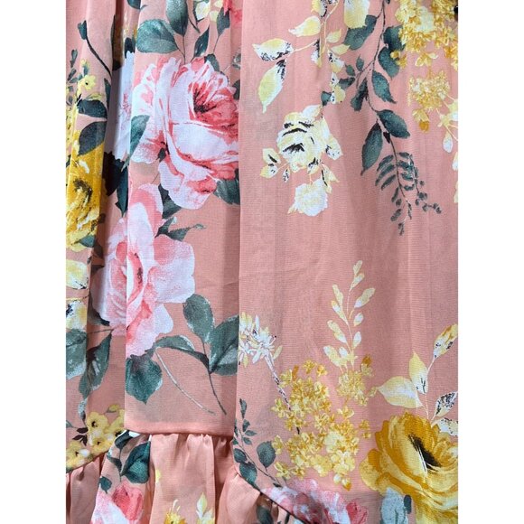 Rue 21 - Women's Summer Sleeveless High Low Hem Ruffle Floral Dress - Pink - XS - Picture 10 of 16